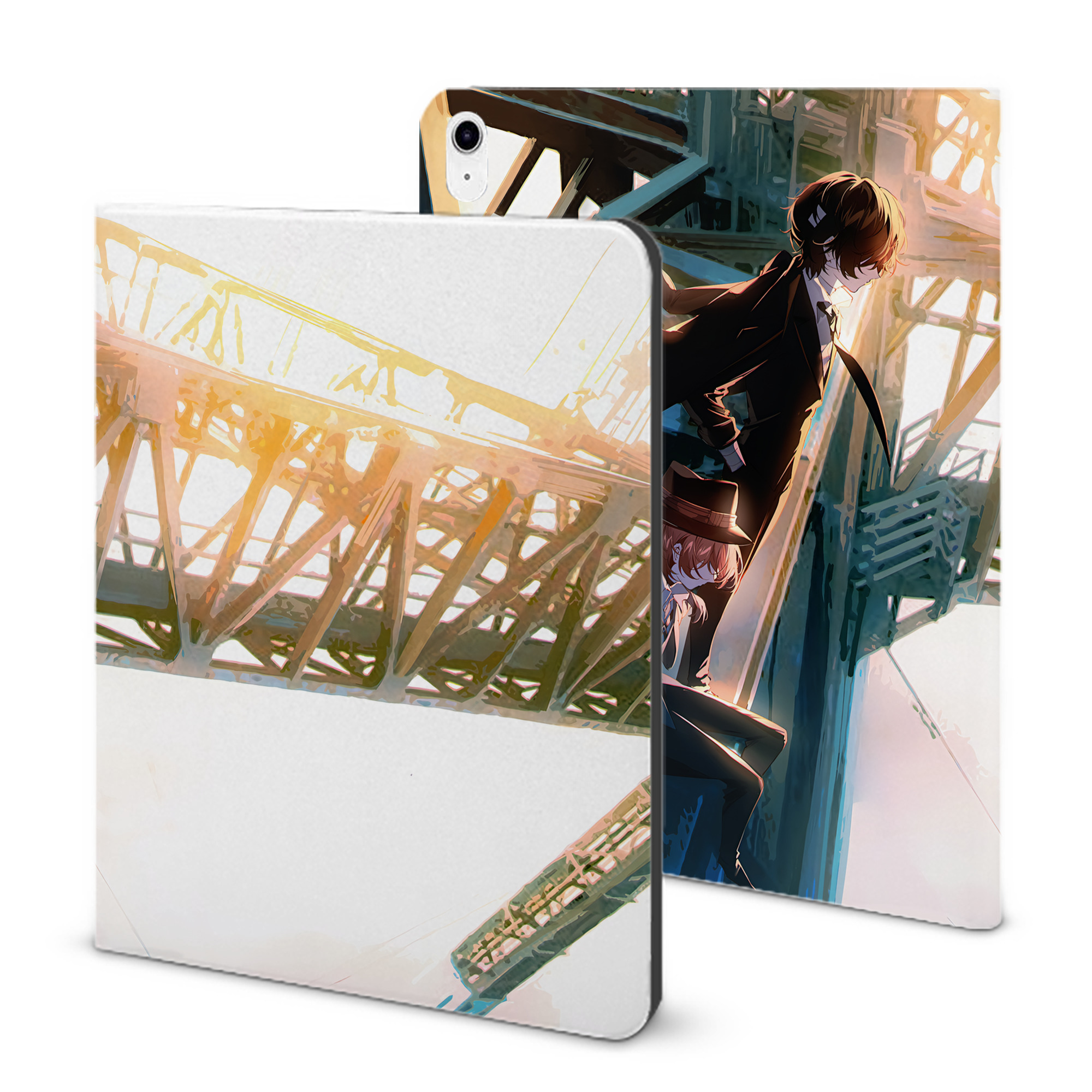 （画像用） 文豪ストレイドッグス Bungo Stray Dogs IPad ケース ブック型 PUレザー TPU 耐衝撃 軽量 薄型 ペン収納なし 全面保護 IPad 各モデル対応